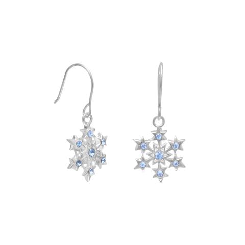 Snowflake Aqua Crystal Earrings .925